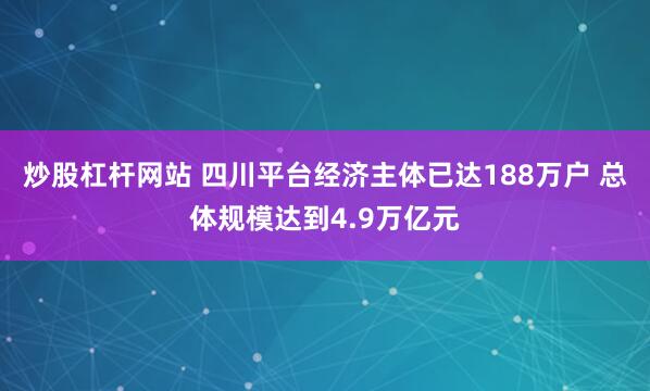 炒股杠杆网站 四川平台经济主体已达188万户 总体规模达到4.9万亿元