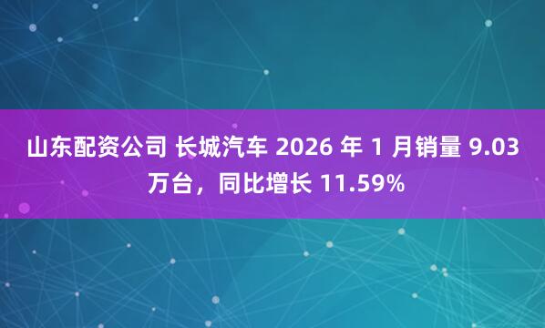 山东配资公司 长城汽车 2026 年 1 月销量 9.03 万台，同比增长 11.59%